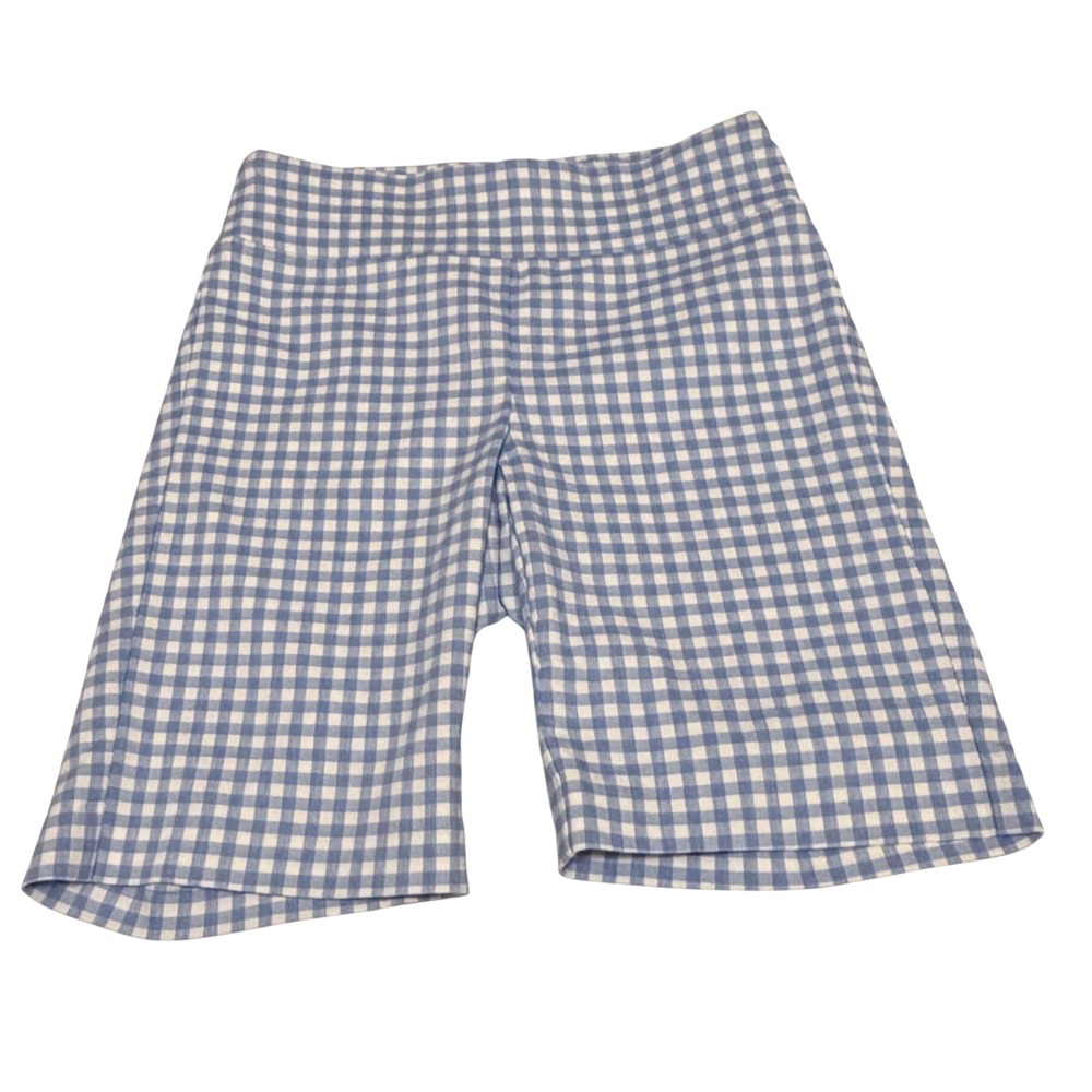 J.McLaughlin Masie Shorts Womens 0 Blue White Gingham Chambray Pull On High Rise